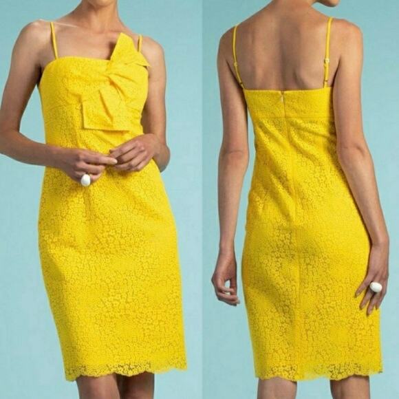 Trina Turk Dresses & Skirts - Trina Turk Bright Lace Twist Bust Dress in Yellow Size 4